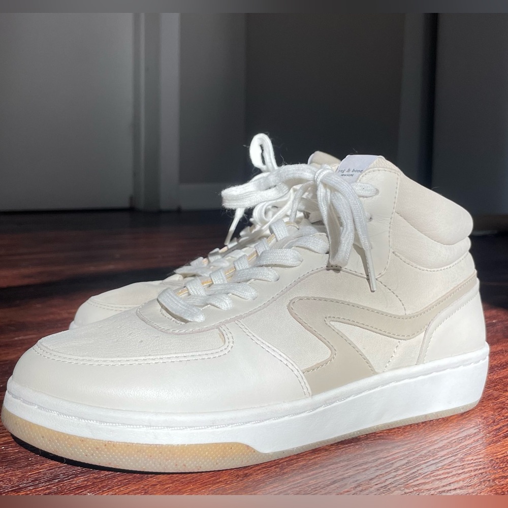 rag & bone White Retro Court Mid Sneaker